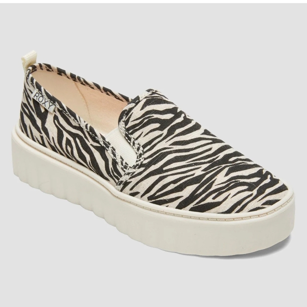 Roxy Black and White Zebra Print Sneakers